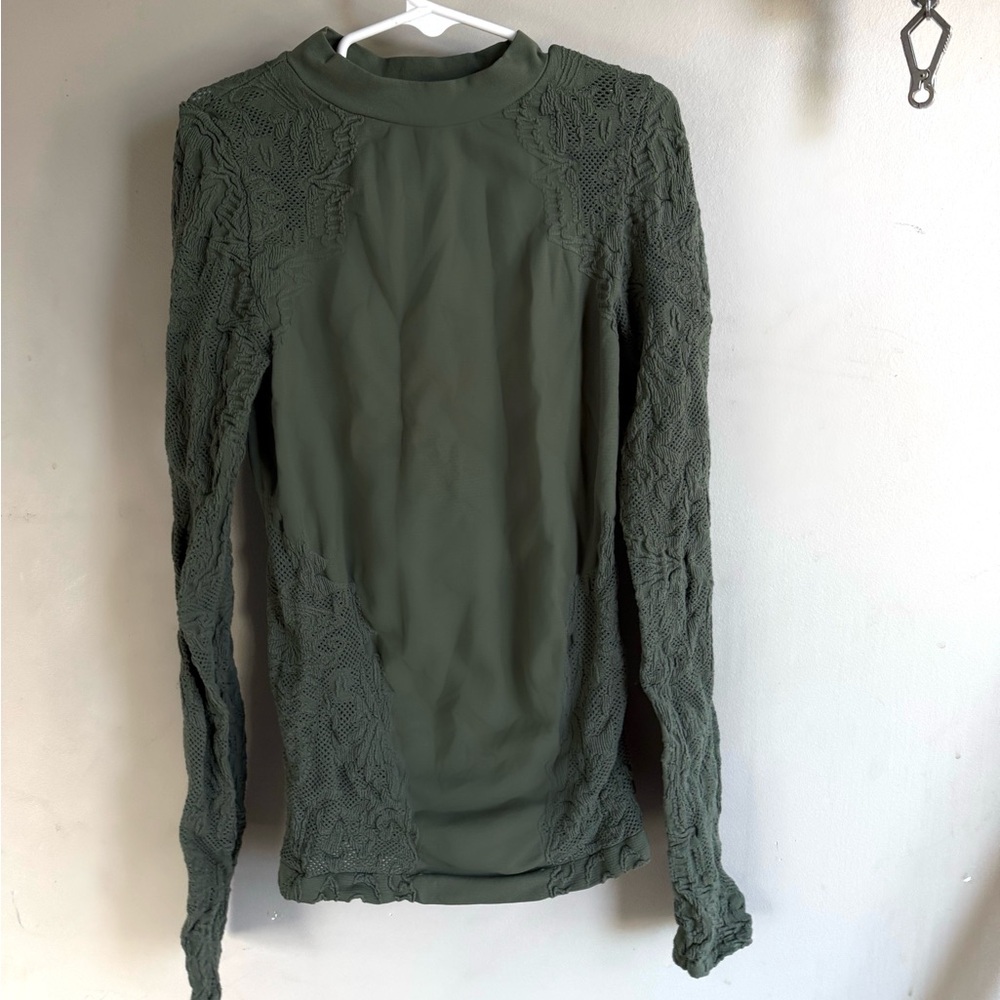 Green lace free people shirt